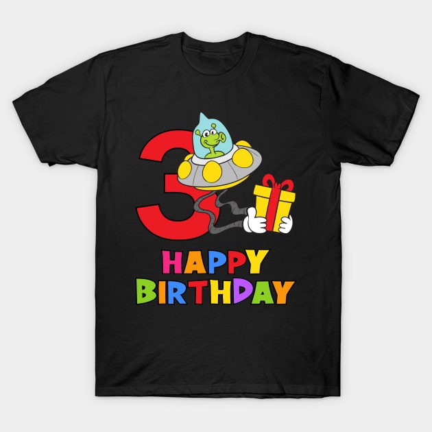 3rd Birthday Party 3 Year Old Three Years T-Shirt by KidsBirthdayPartyShirts